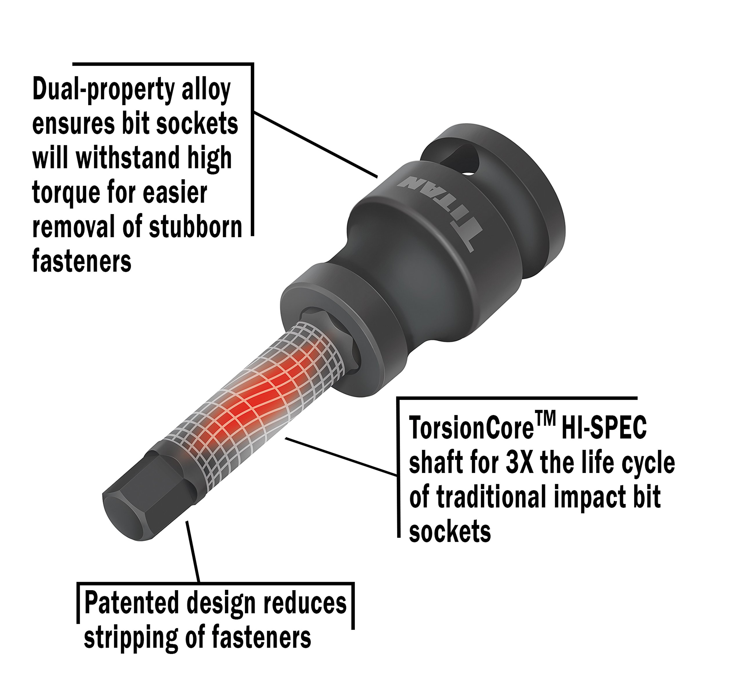 Titan 42977 7-Piece 1/2-Inch Drive Impact Star Bit Socket